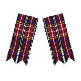 Black Stewart 13oz Tartan Acrylic wool Kilt Hose Flashes for Men with elastic adjusters. Kilt accessory for Men’s - Image 3