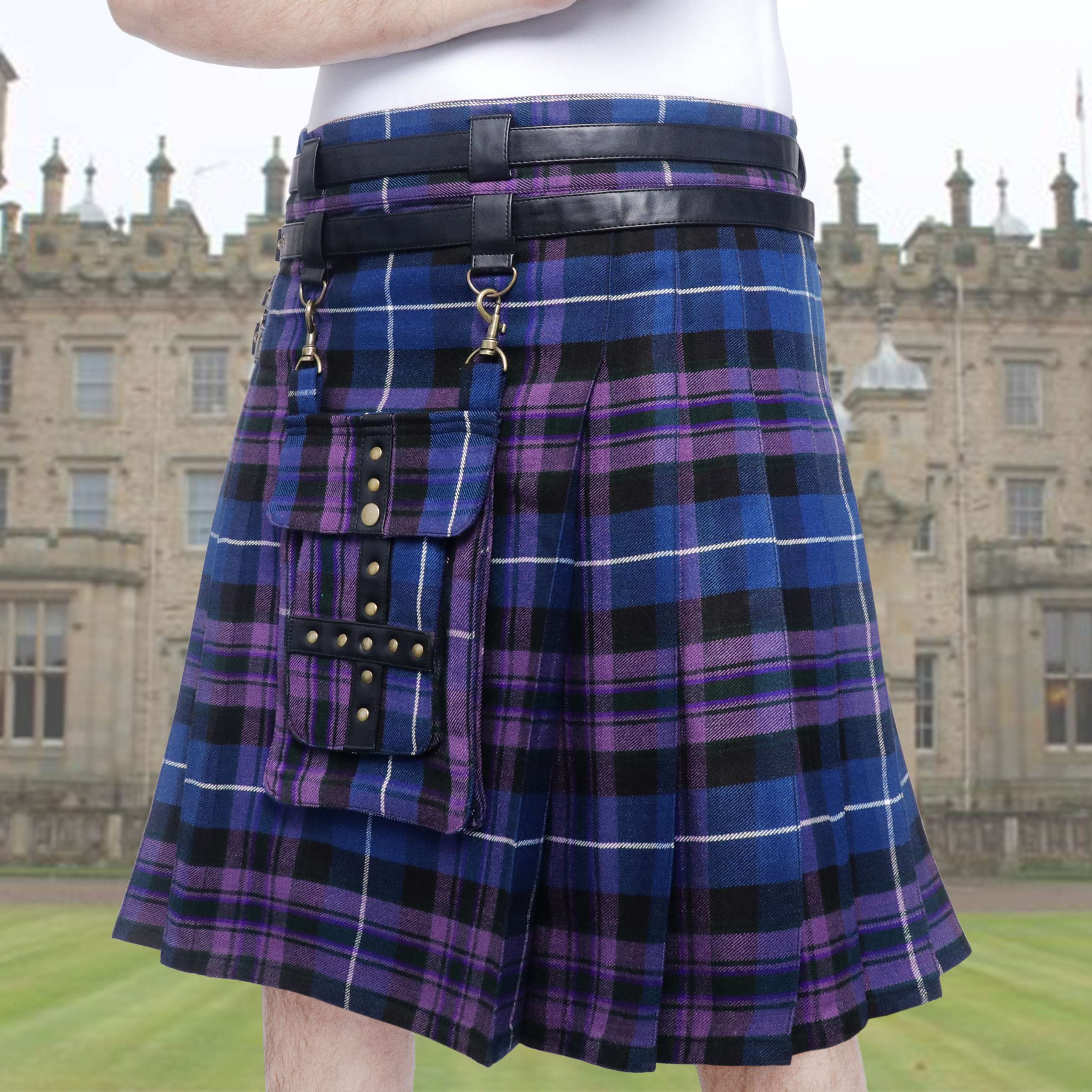 The  Regiment of Scotlandキルト、Kilt Adjustable 16oz Pride of Scotland Tartan Utility Kilt for Men With