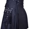 Black Cotton 8 pockets Gothic Kilt for Men