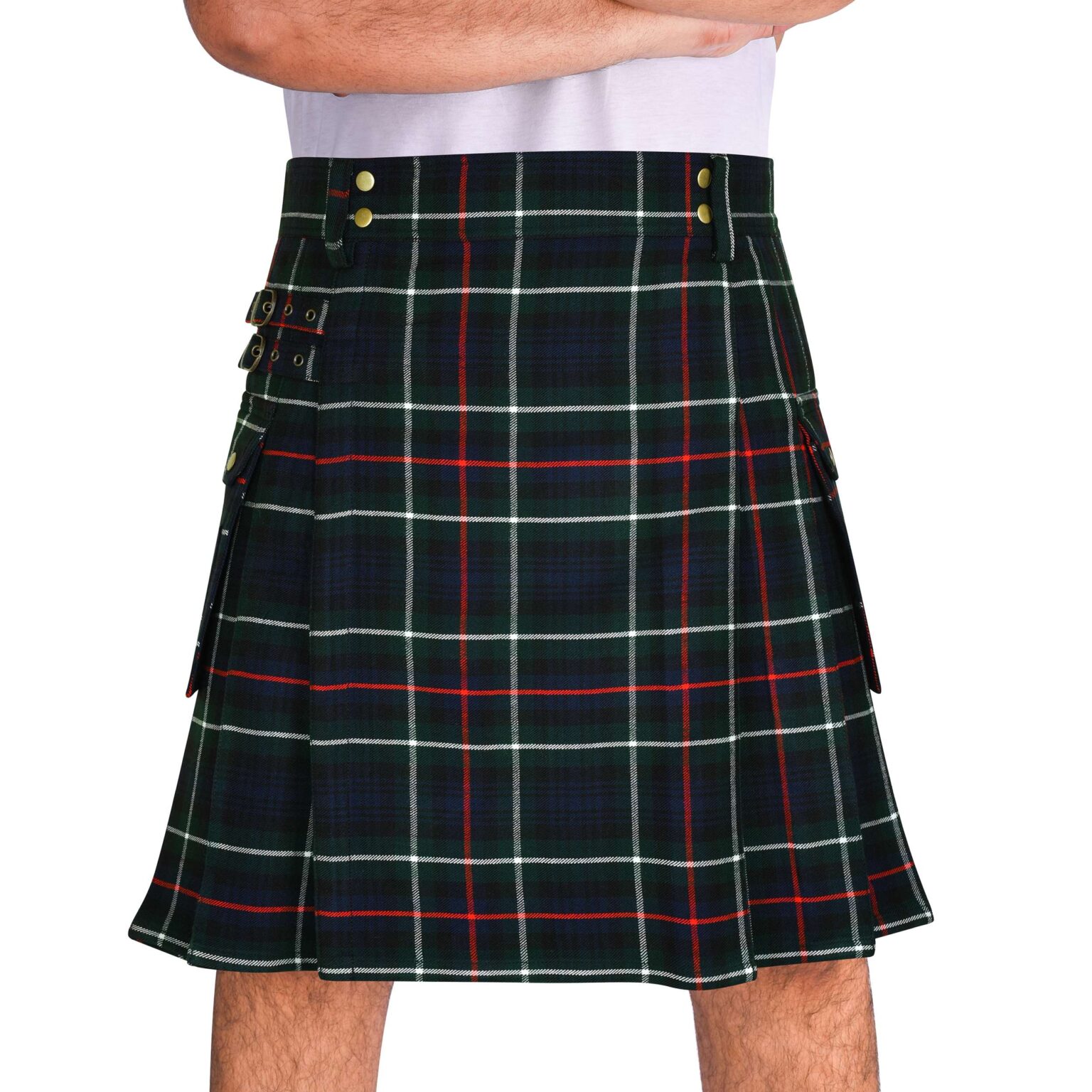 Adjustable 16oz Pride Of Scotland Tartan Utility Kilt For Men With Front Detachable Pocket