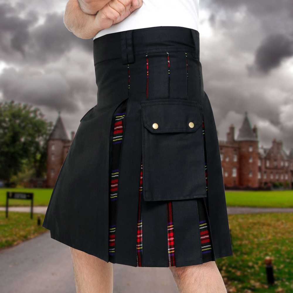 Black Red Hybrid S-Kilt by 100% Real Comfortable Cotton 