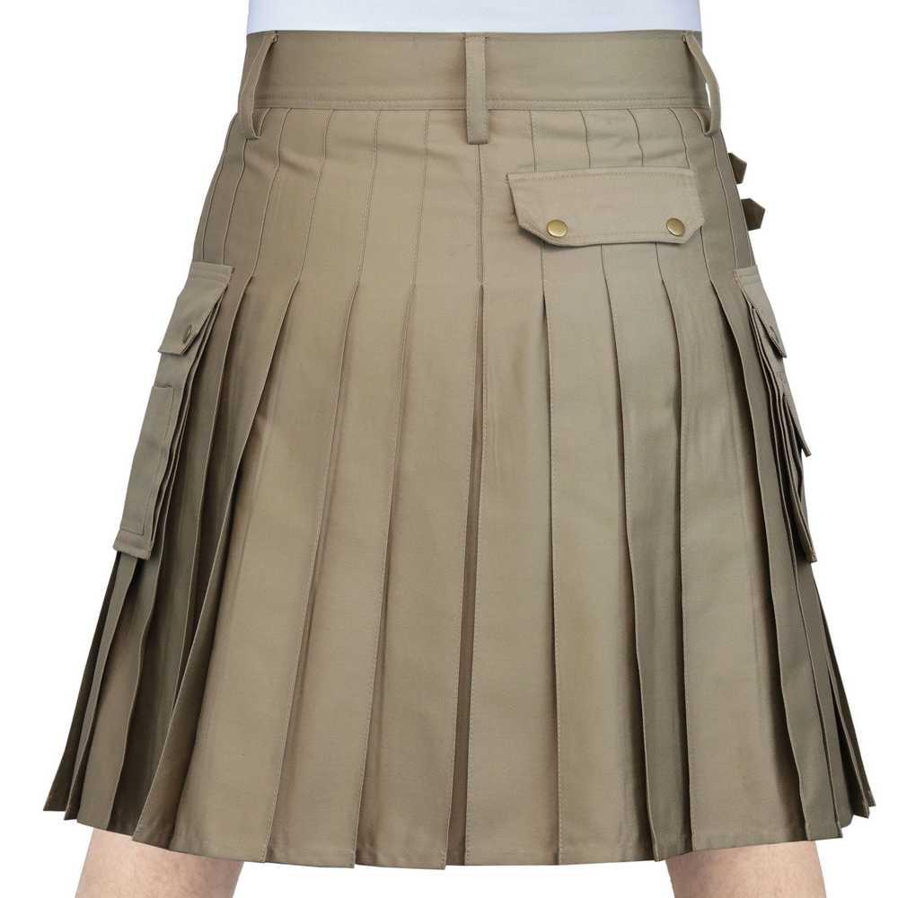 Khaki Cotton Utility kilt for men - Image 4