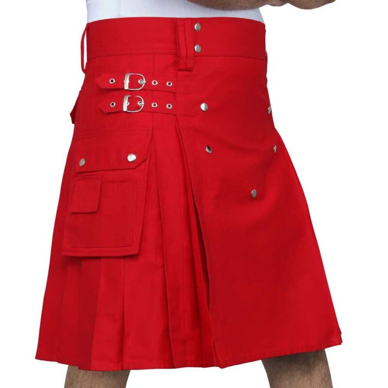 Red Cotton Utility kilt for men DSS Kilts