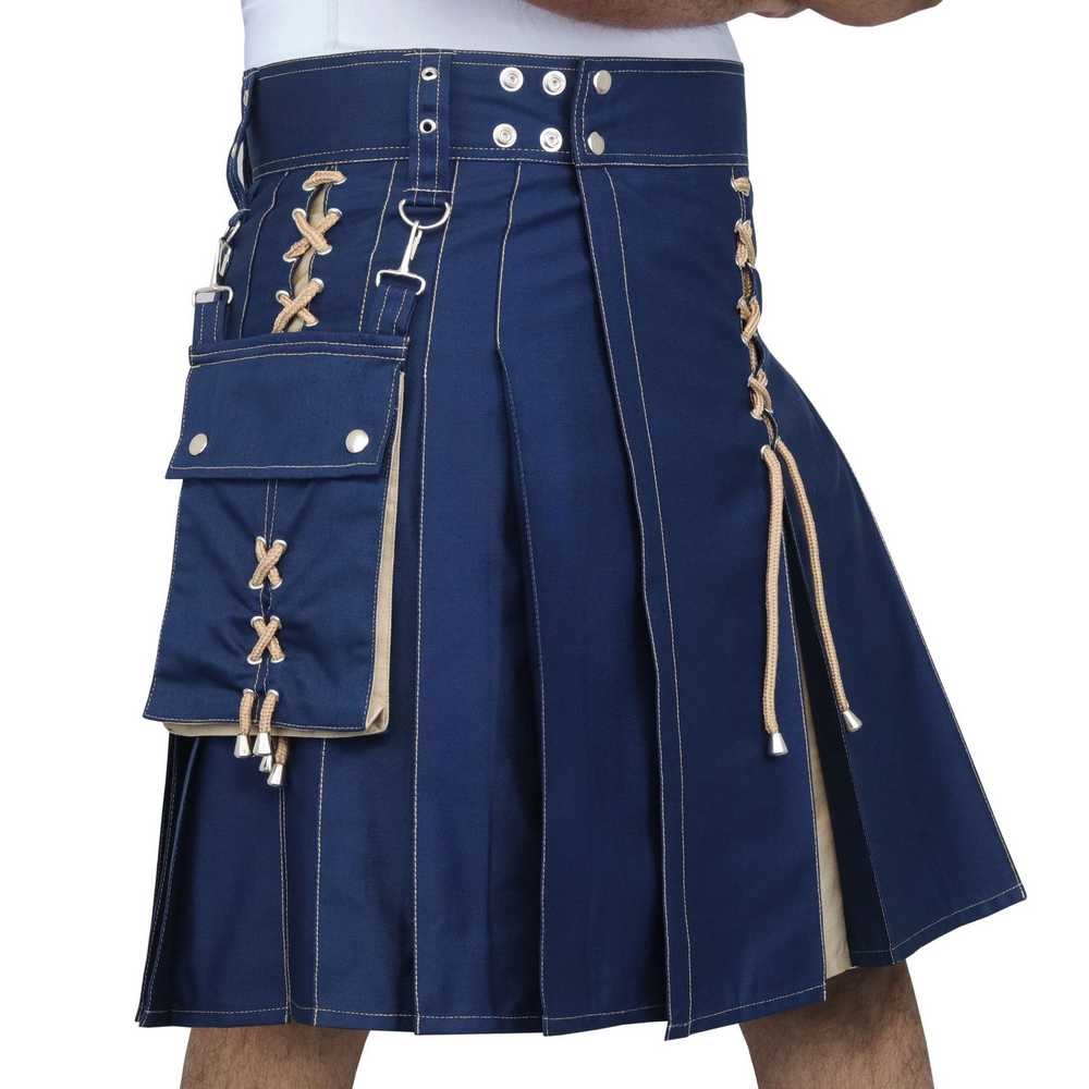 Kilt Utilitário Masculino | 100% Algodão | Bolsos Cargo | Comprimento 61cm