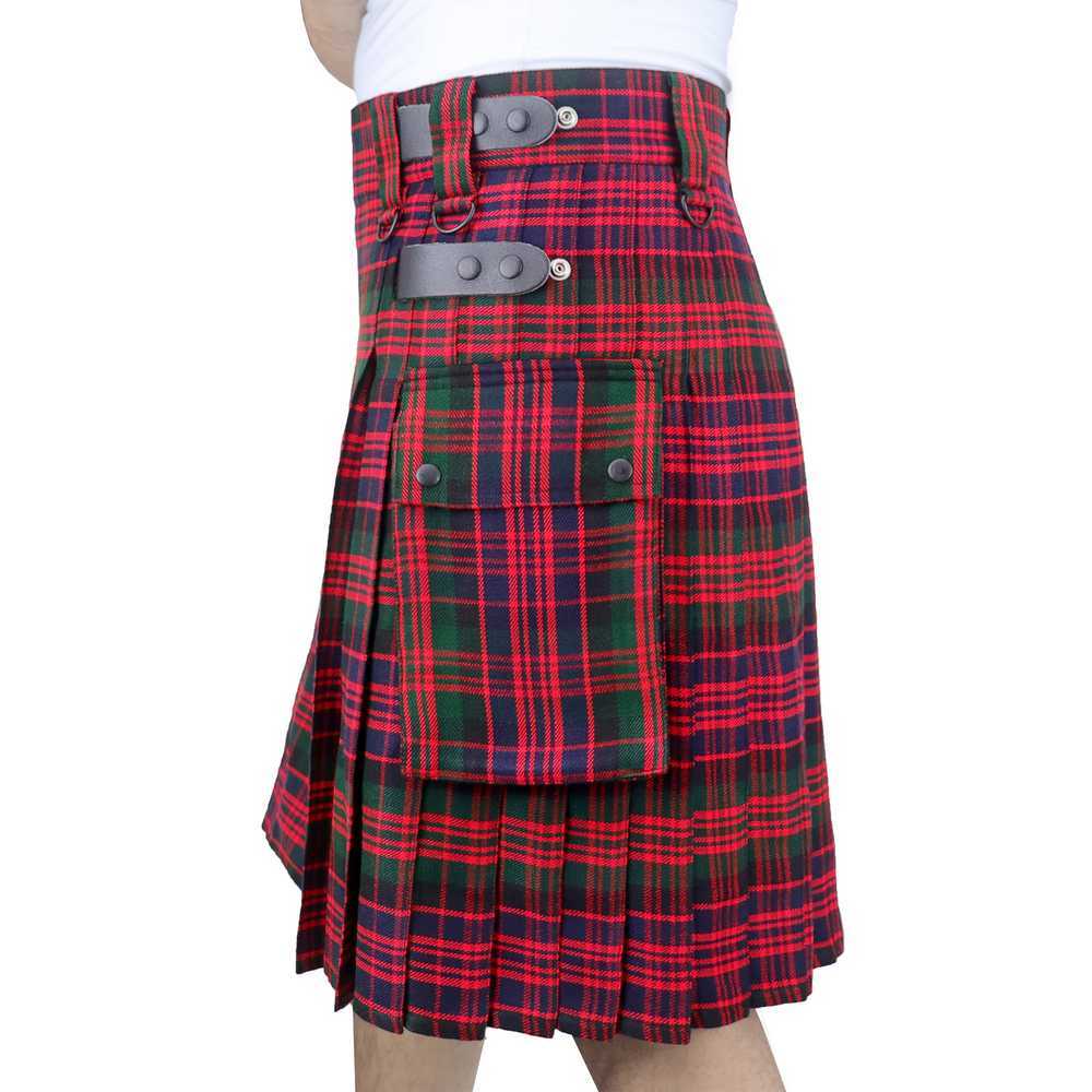 Scottish Light Weight Macdonald Tartan Utility Kilt for Men With Leather Strap & Cargo Pockets - Image 4