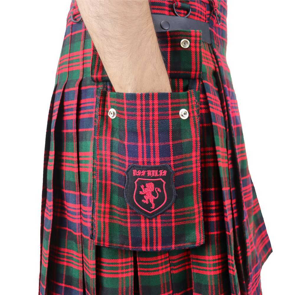 Scottish Light Weight Macdonald Tartan Utility Kilt for Men With Leather Strap & Cargo Pockets - Image 5
