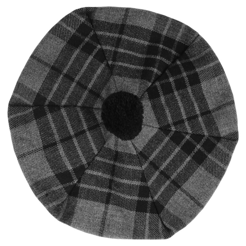 Maze Wool Tam O' Shanter Hat - Classic Scottish Style, Lined & Handmade (Black)