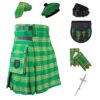 Irish green tartan kilt set with accessories